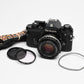 Nikon EM 35mm SLR w/Nikon Nikkor 50mm f1.8 lens, strap, cap, UV, CR, new seals