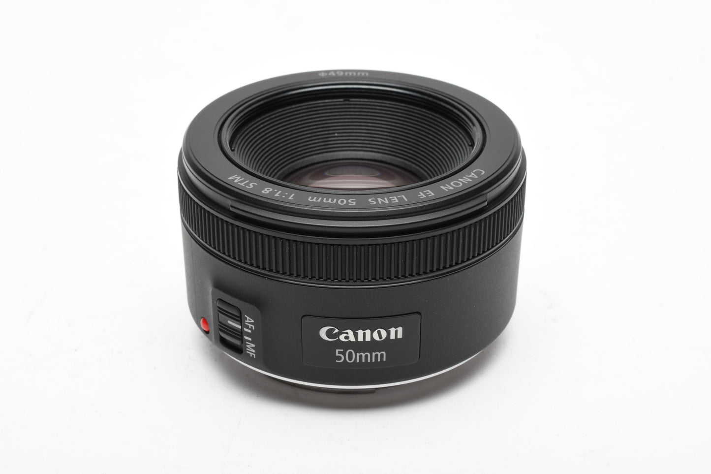 Canon EF 50mm f1.8 STM prime lens, caps, Mint-
