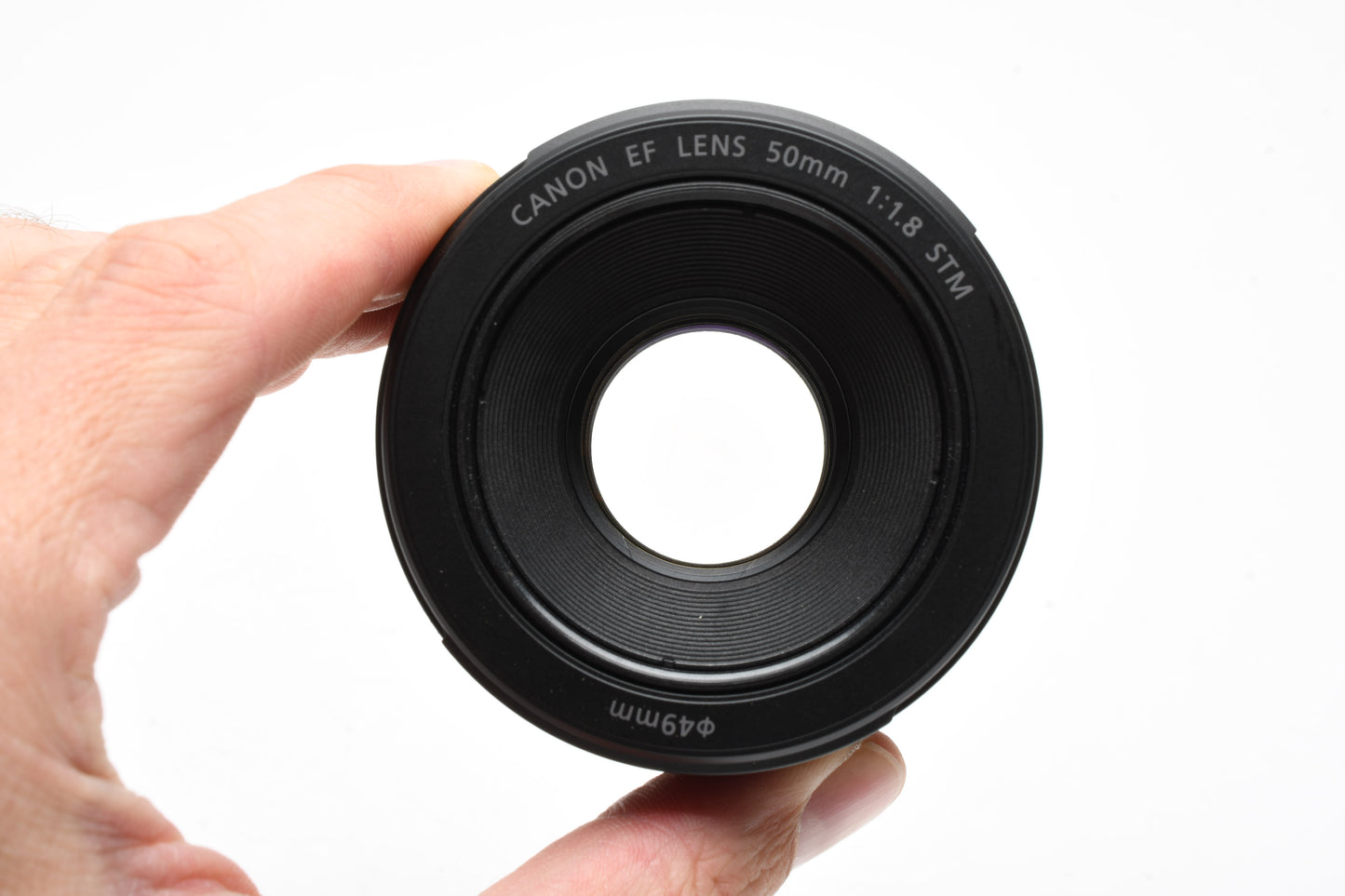 Canon EF 50mm f1.8 STM prime lens, caps, Mint-