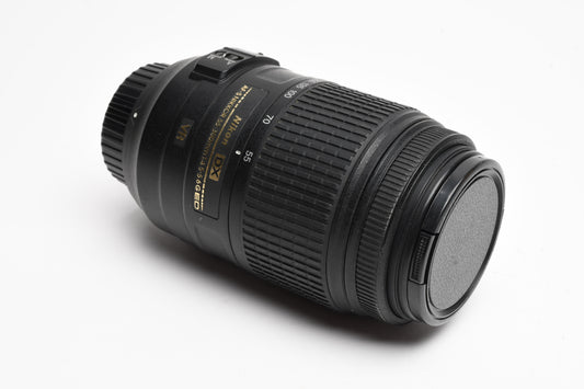 Nikon AF-S Nikkor 55-300mm f4.5-5.6G ED VR zoom lens, caps, Good!