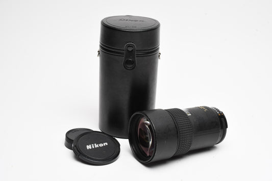 Nikon AF Nikkor 180mm f2.8 ED lens, AIS Mount, caps, case, Sharp!