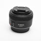 Canon EF 50mm f1.8 STM prime lens, caps, Mint-
