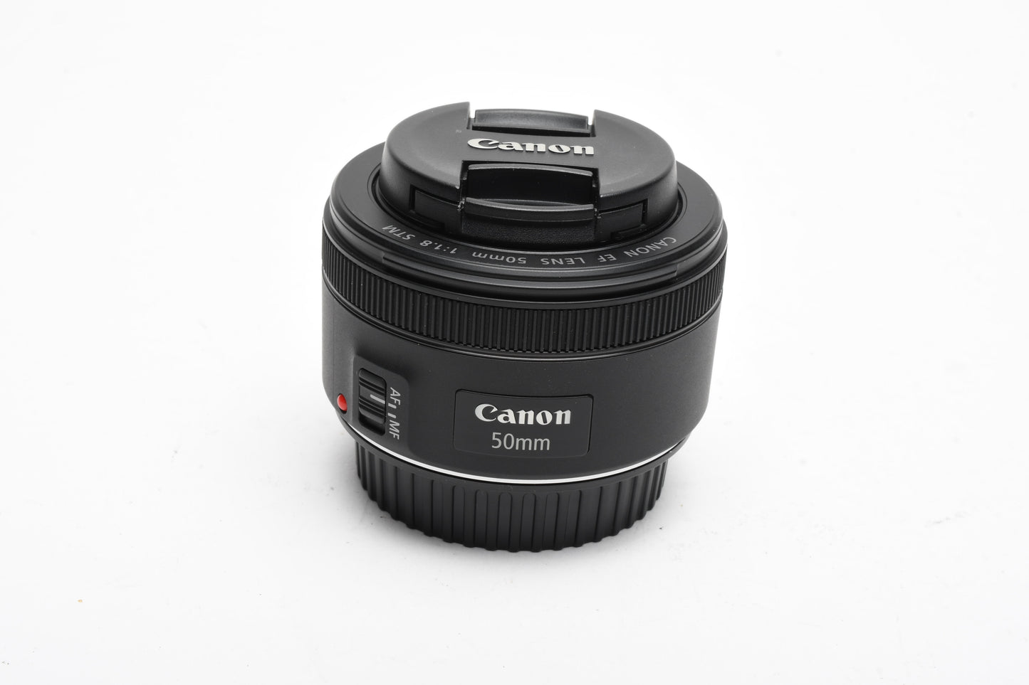 Canon EF 50mm f1.8 STM prime lens, caps, Mint-