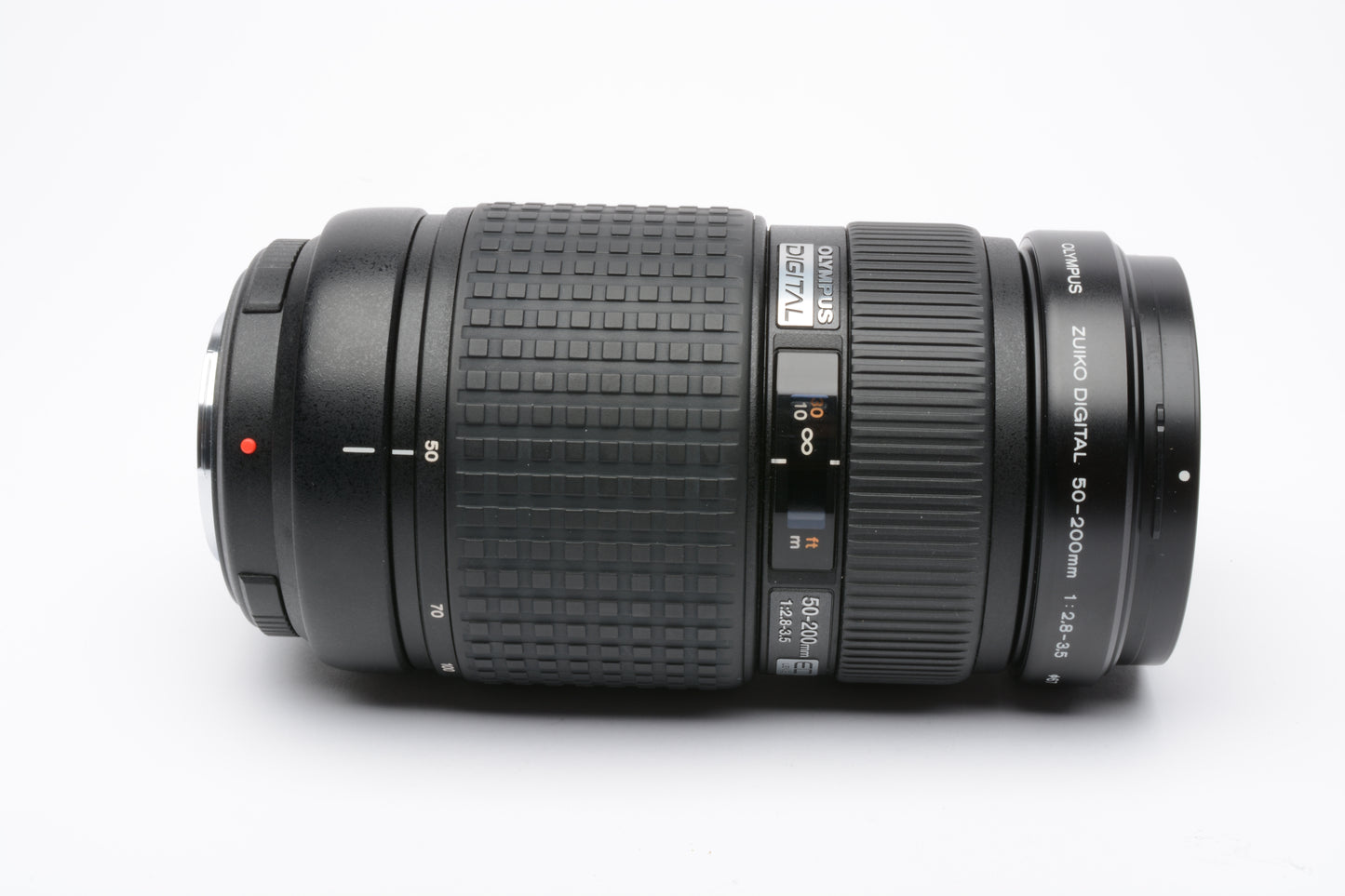 Olympus 50-200mm f2.8-3.5 ED zoom lens, tripod mount, caps, Mint- 4/3 Mount