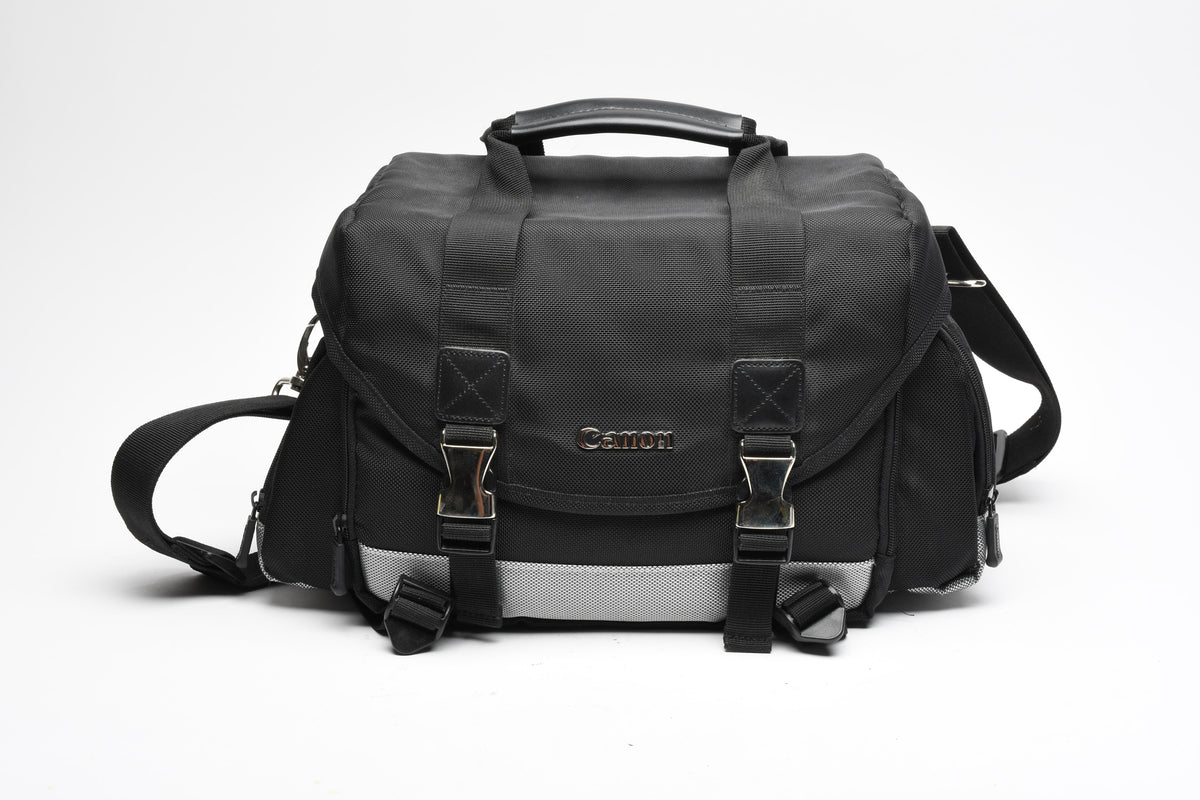 Canon camera shoulder bag, metal clips, ~12 x 8 x 8", nice quality