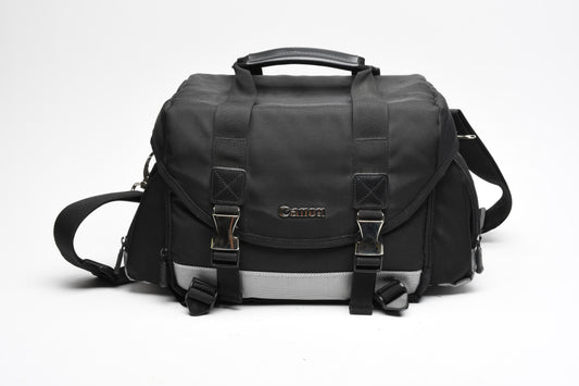 Canon camera shoulder bag, metal clips, ~12 x 8 x 8", nice quality