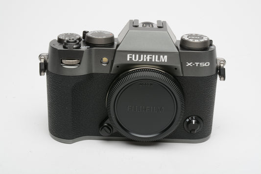 Fujifilm X-T50 Anthracite body, boxed, 2batts, Mint, Only 64 Acts!!