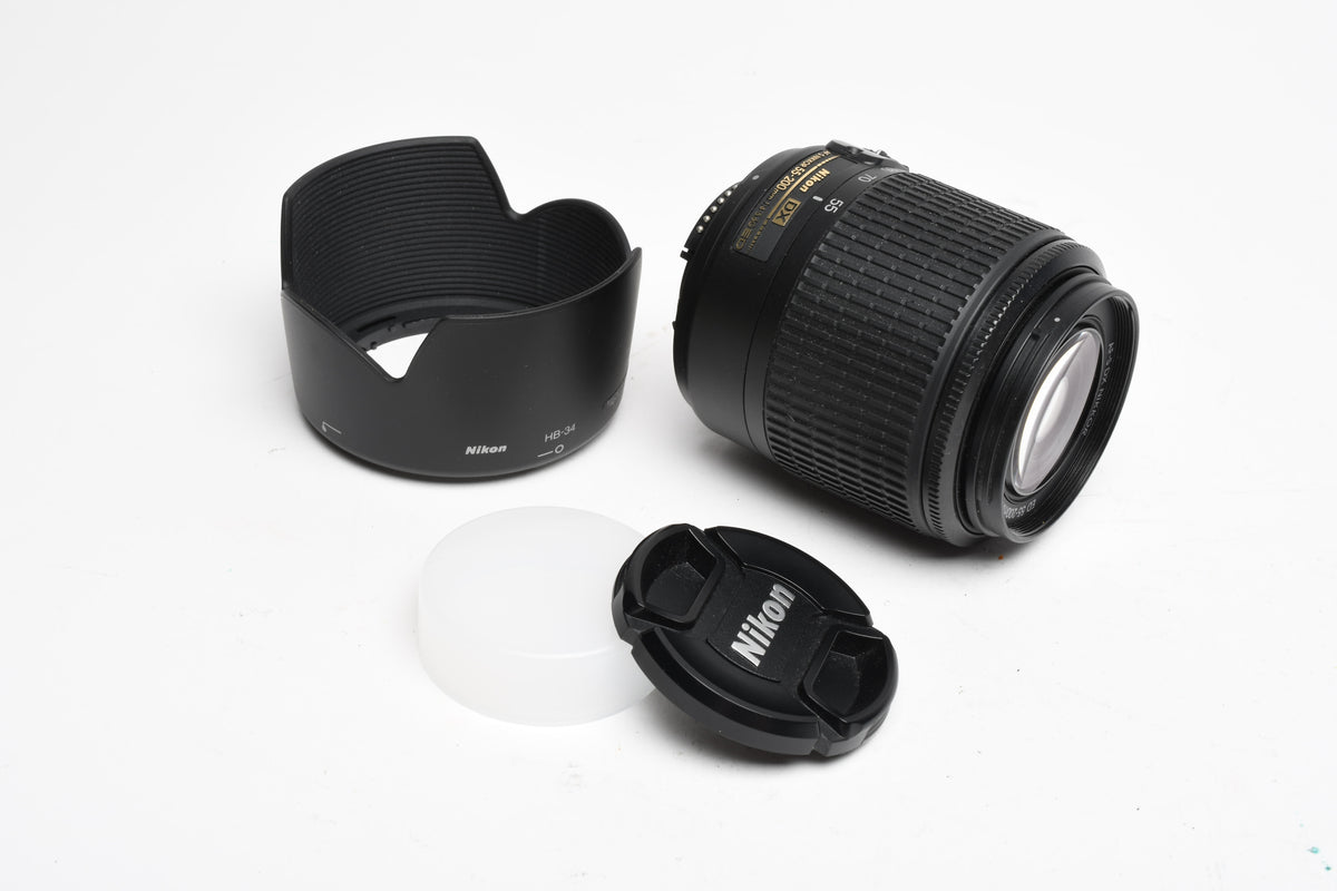 Nikon AF-S 55-200mm f4-5.6G ED DX VR, Caps, Hood, Mint-