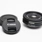 Canon EFS 24mm F2.8 STM Pancake macro lens, w/Caps, Mint