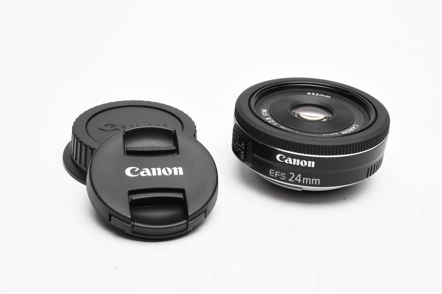 Canon EFS 24mm F2.8 STM Pancake macro lens, w/Caps, Mint