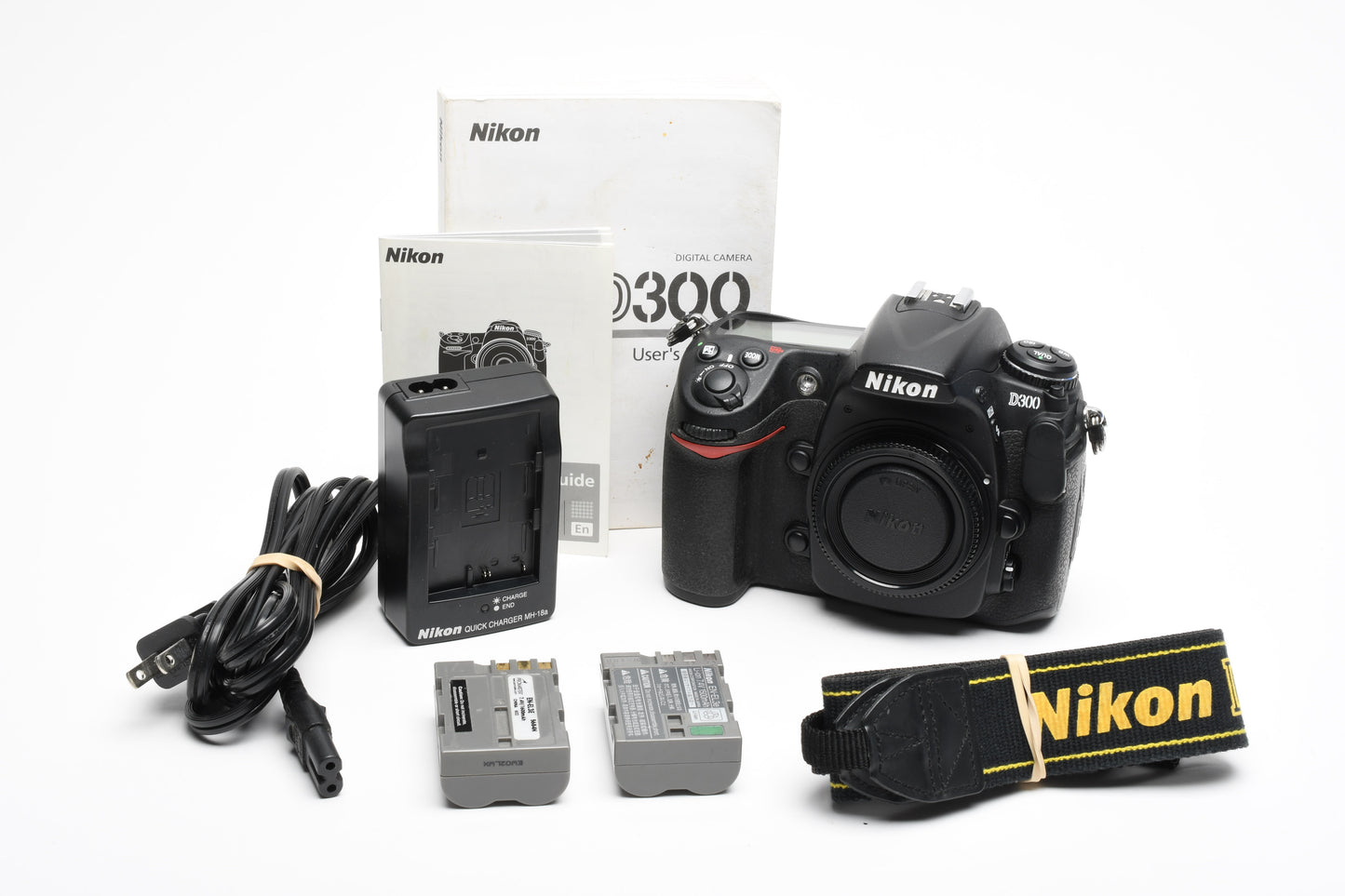 Nikon D300 DSLR Body, 2X batts, charger 27,541 Acts, clean!
