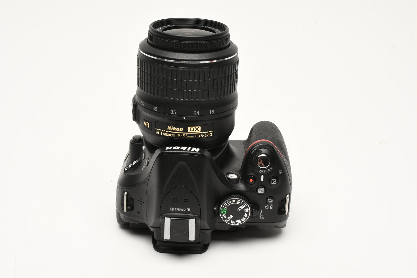 Nikon D5200 w/18-55mm F3.5-5.6G VR, batt+charger+strap+cap, Only 3448 Acts