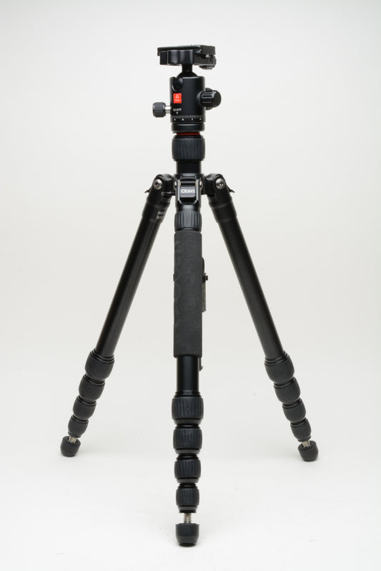 Oben AT-3565 Aluminum Travel Tripod and BZ-217T Triple-Action Ball Head, case+column