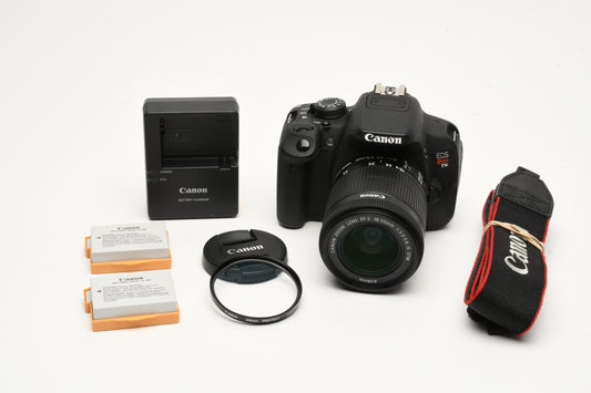 Canon EOS Rebel T5i DSLR w/18-55mm f3.5-5.6 STM zoom, 2 batts, charger 2282 Acts