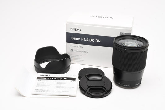 Sigma 16mm f1.4 DC DN Lens Sony E Mount, Mint-, Boxed