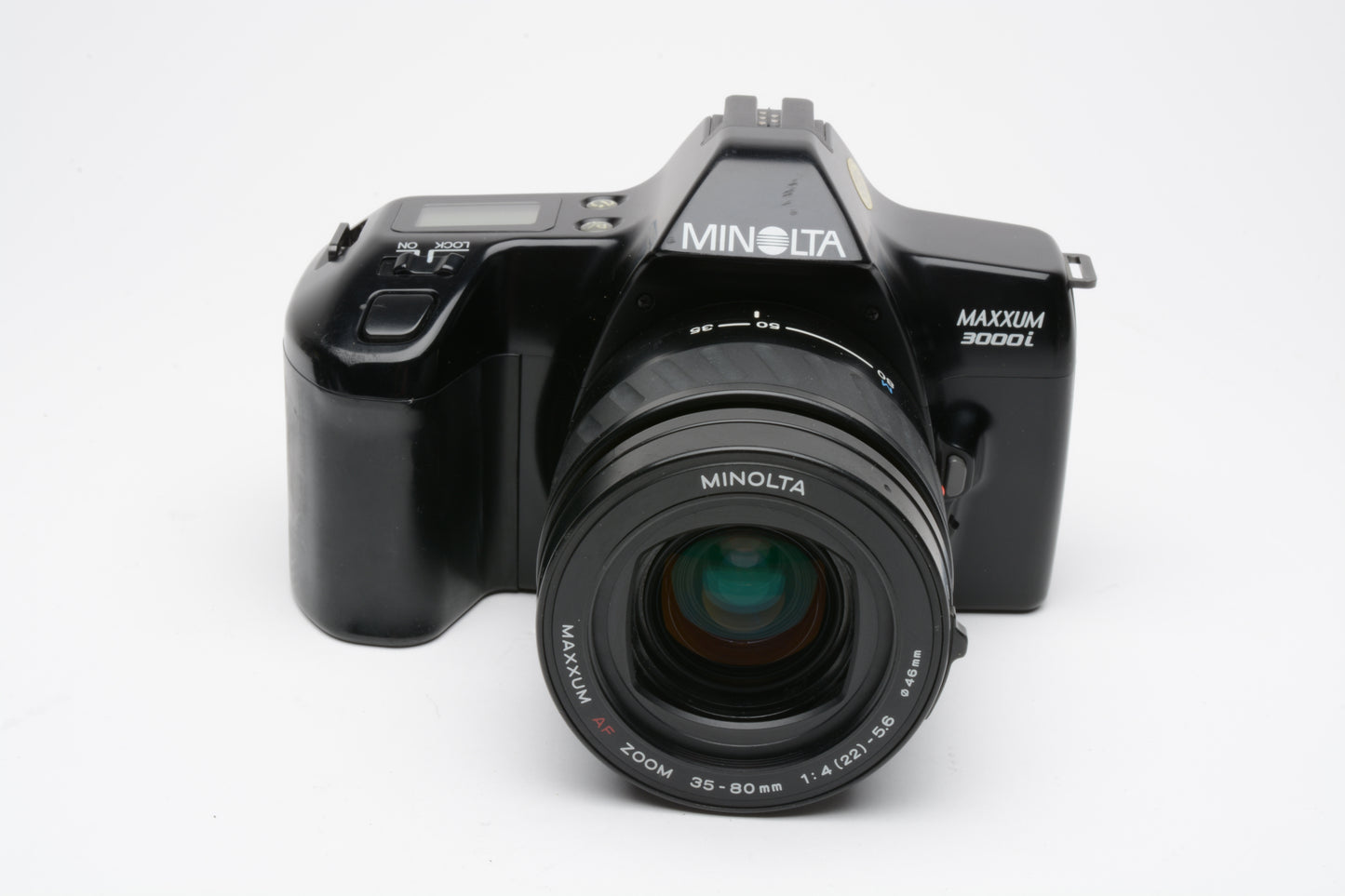Minolta Maxxum 3000i 35mm SLR w/AF 35-80mm f4-5.6 +D316i Flash, tested, clean