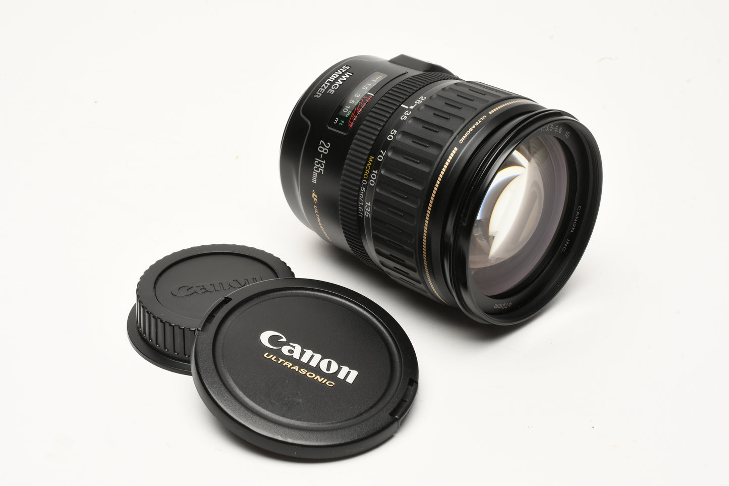 Canon EF 28-135mm f3.5-5.6 IS USM zoom lens, caps, Versatile zoom
