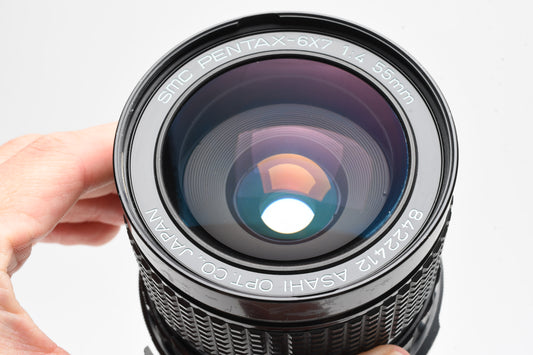 Pentax 55mm f4 lens for 67 6x7 camera, Sharp! Great working