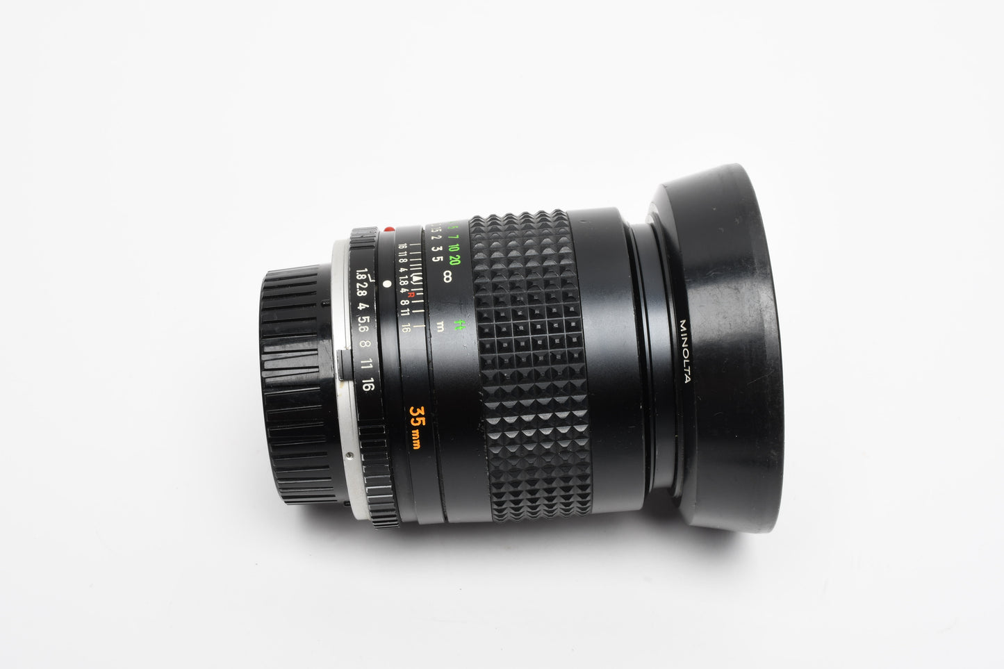 Minolta MC W.Rokkor-X 35mm f1.8 wide lens, Hood, Very Sharp!  *Read