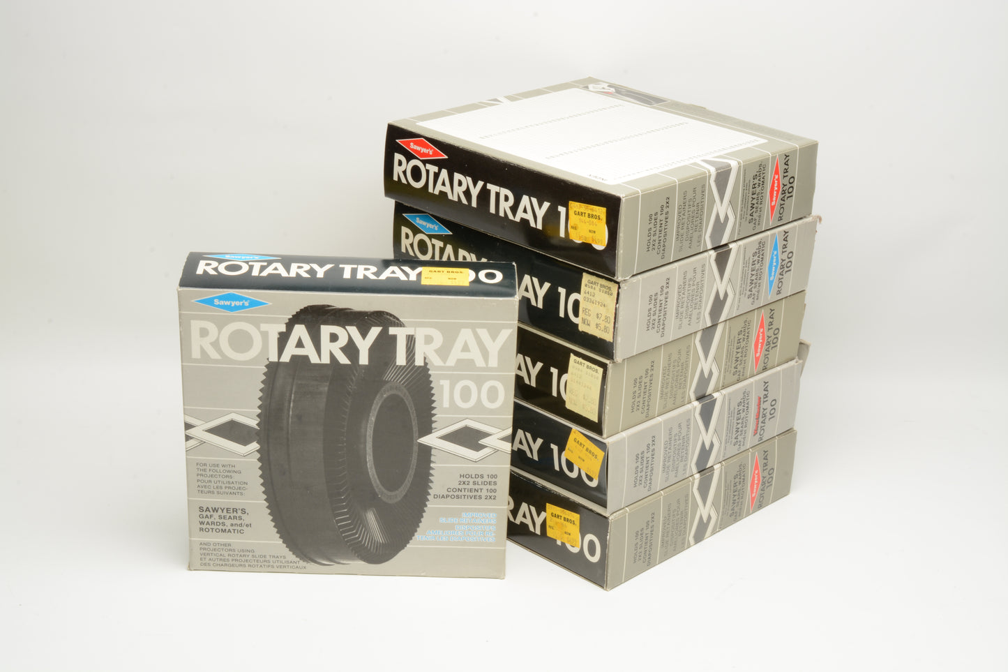 6X Sawyers / Viewmaster Rotary 100 slide trays, boxed, clean