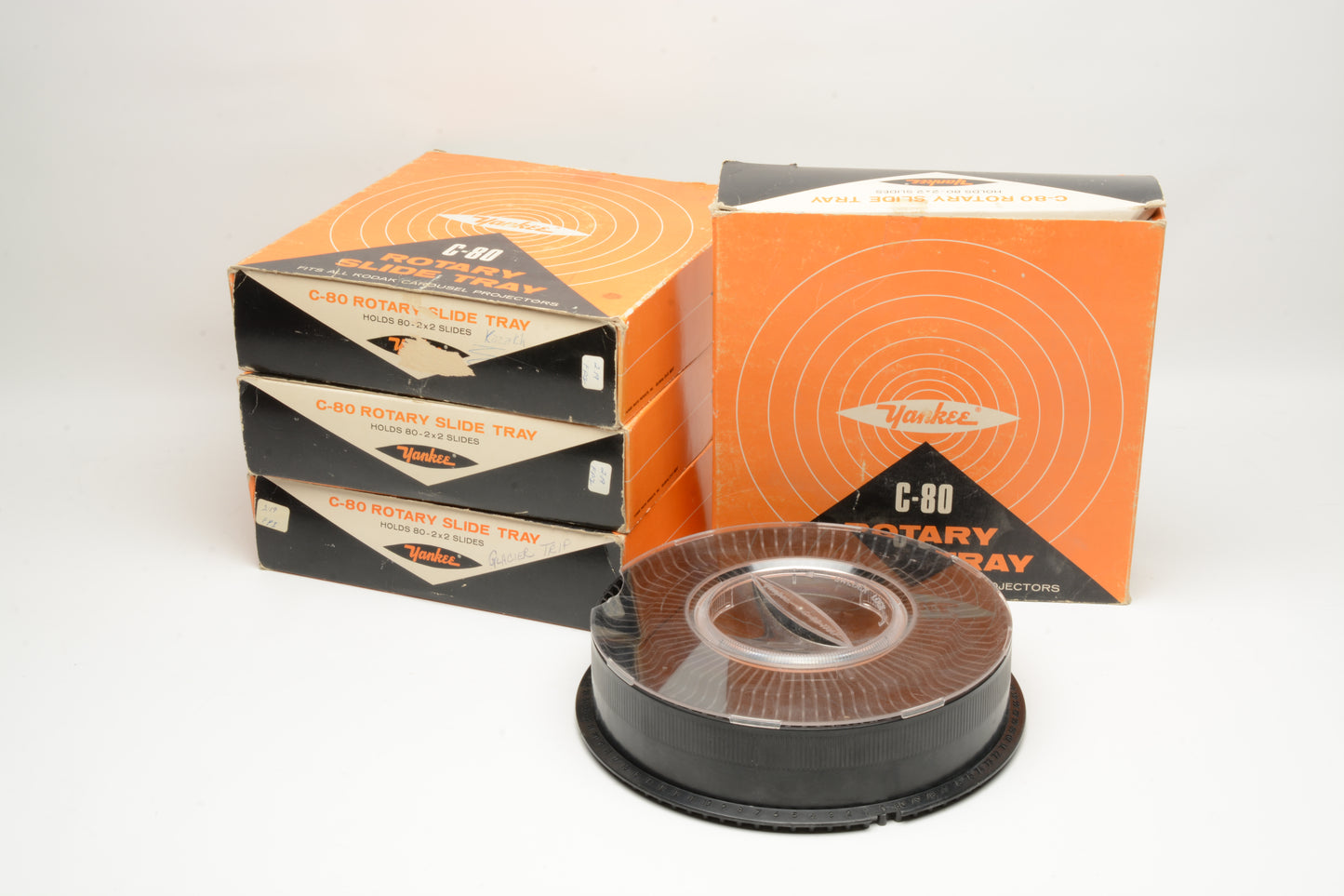 4X Yankee Kodak Carousel C80 80 slide trays, boxed, w/Covers