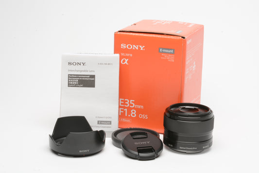 Sony 35mm f1.8 OSS E-Mount lens SEL35F18, clean, tested, sharp, boxed, USA Version