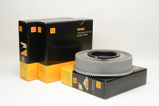 3X Kodak Carousel 80 slide trays, boxed, w/lids, clean