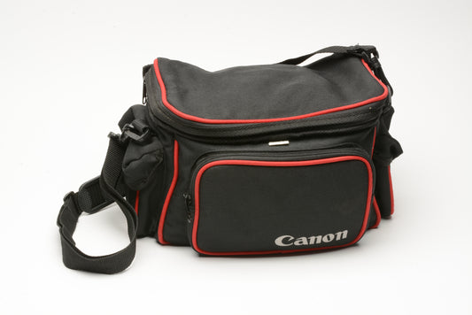 Canon Shoulder bag for cameras and lenses, Black w/Red trim, ~9x7x6" + pockets