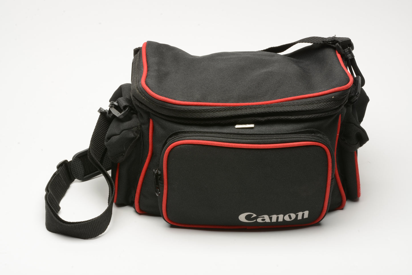 Canon Shoulder bag for cameras and lenses, Black w/Red trim, ~9x7x6" + pockets