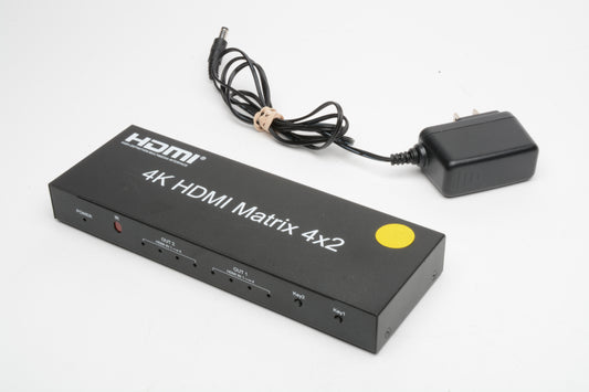 4x2 HDMI Matrix Switch, 4 in 2 Out Matrix HDMI Video Switcher Splitter +Optical