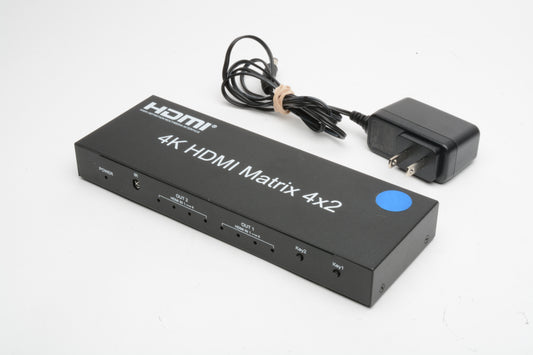 4x2 HDMI Matrix Switch, 4 in 2 Out Matrix HDMI Video Switcher Splitter +Optical