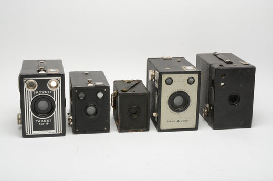 5X Vintage Box cameras - Nice collector or display bundle (B)