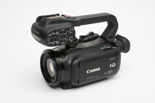 Canon Vixia XA20 Video camera camcorder w/AC, Battery, UV, hood, remote, Great!