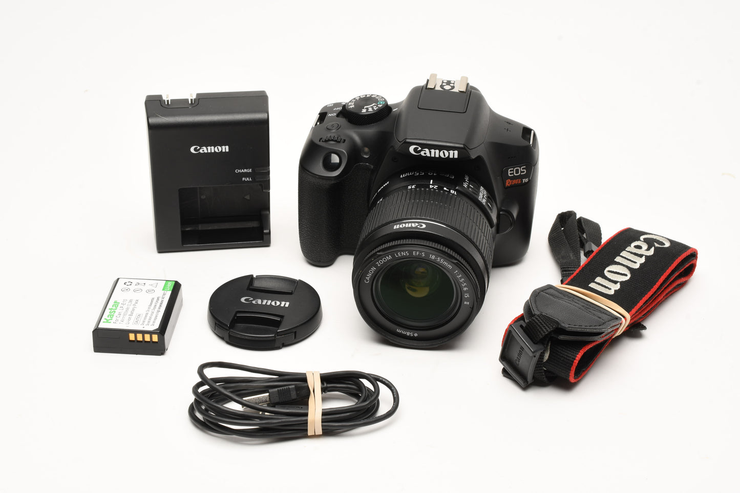 Canon EOS Rebel T6 DSLR w/18-55mm IS II, batt+charger Only 2382 Acts