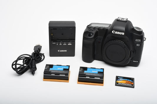Canon EOS 5D Mark II DSLR Body, 2batts, Charger, Only 1414 Acts, Clean!
