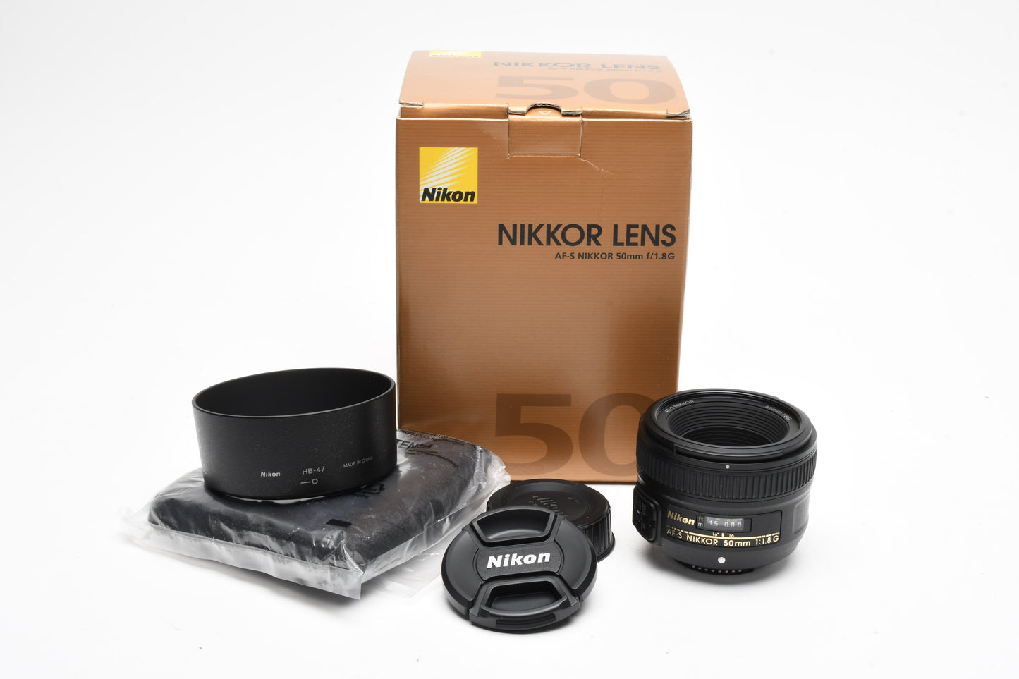 Nikon Nikkor AF-S 50mm f1.8G prime, Hood+Pouch, Boxed, USA, Mint