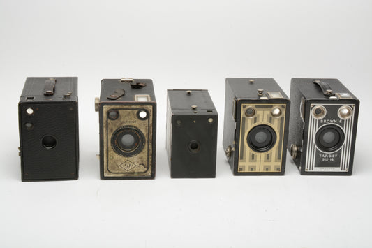 5X Vintage Box cameras - Nice collector or display bundle (D)