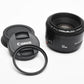 Canon EF 50mm f1.8 II prime lens, caps, Clean, + UV filter, Great