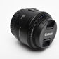 Canon EF 50mm f1.8 II prime lens, caps, Clean, + UV filter, Great