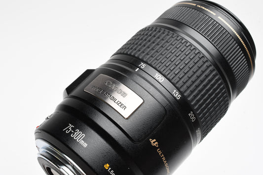 Canon EF 75-300mm f4-5.6 IS USM zoom lens, Caps, Great!