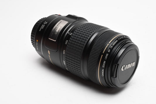 Canon EF 75-300mm f4-5.6 IS USM zoom lens, Caps, Great!