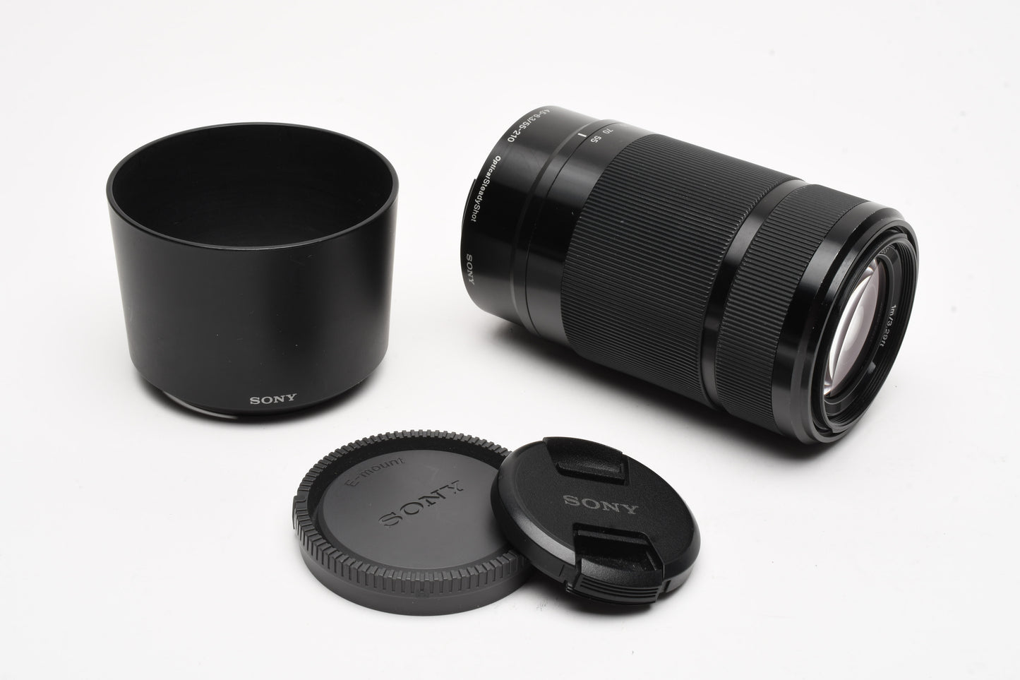 Sony 55-210mm f4.5-6.3 OSS zoom lens (Black) w/Lens caps, Lens hood