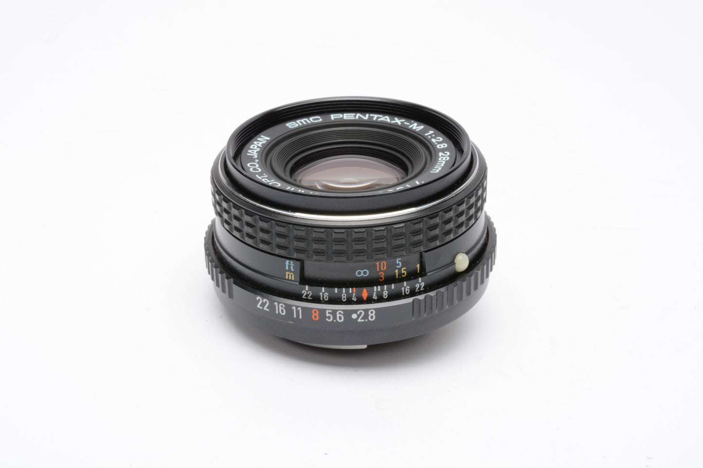 Pentax-M SMC 28mm f2.8 wide angle lens for Pentax PK Mount, caps, UV, case, nice!