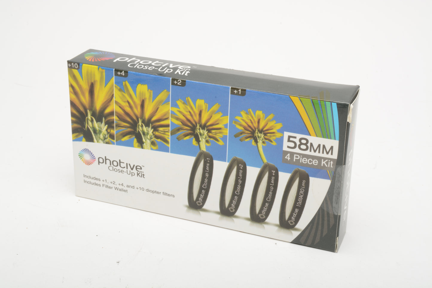 Photive set of 4 Close-up Filter set 58mm (+1, +2, +4, +10) NIB w/Pouch