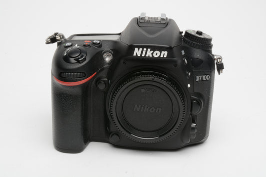 Nikon D7100 DSLR Body Only w/Batt, charger, Only 20,755 Acts!  Fully tested, Clean!