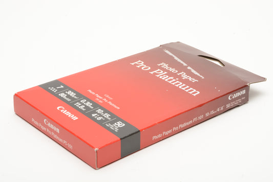 Canon Photo Paper Pro Platinum PT-101 Glossy, 4x6" 50 Sheets, New