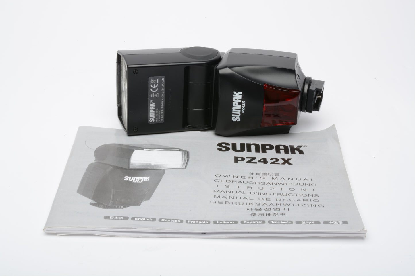 Sunpak PZ42X flash for Sony A-Mount cameras, tested, clean