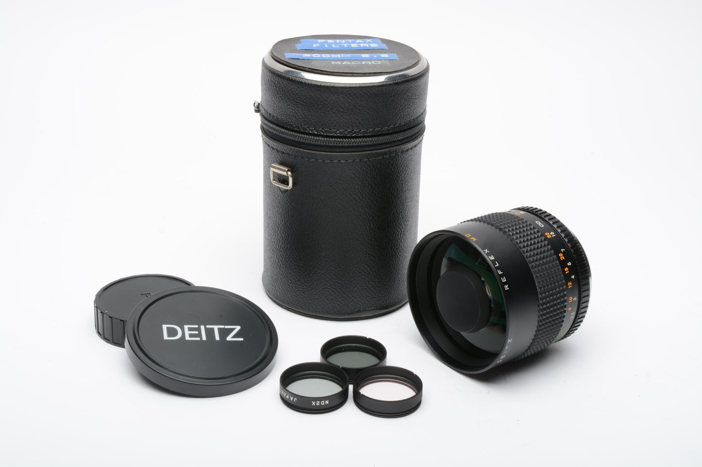 Deitz 300mm f5.6 compact Reflex lens, case+filters, Pentax PK, Very nice, *Read