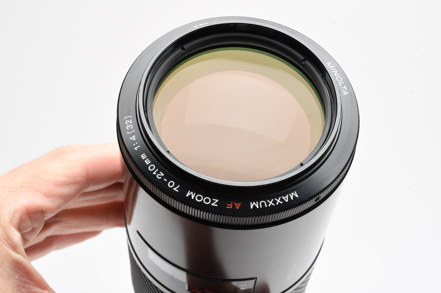 Minolta Maxxum AF 70-210mm f4 lens, hood+caps, Nice & clean "Beer Can"