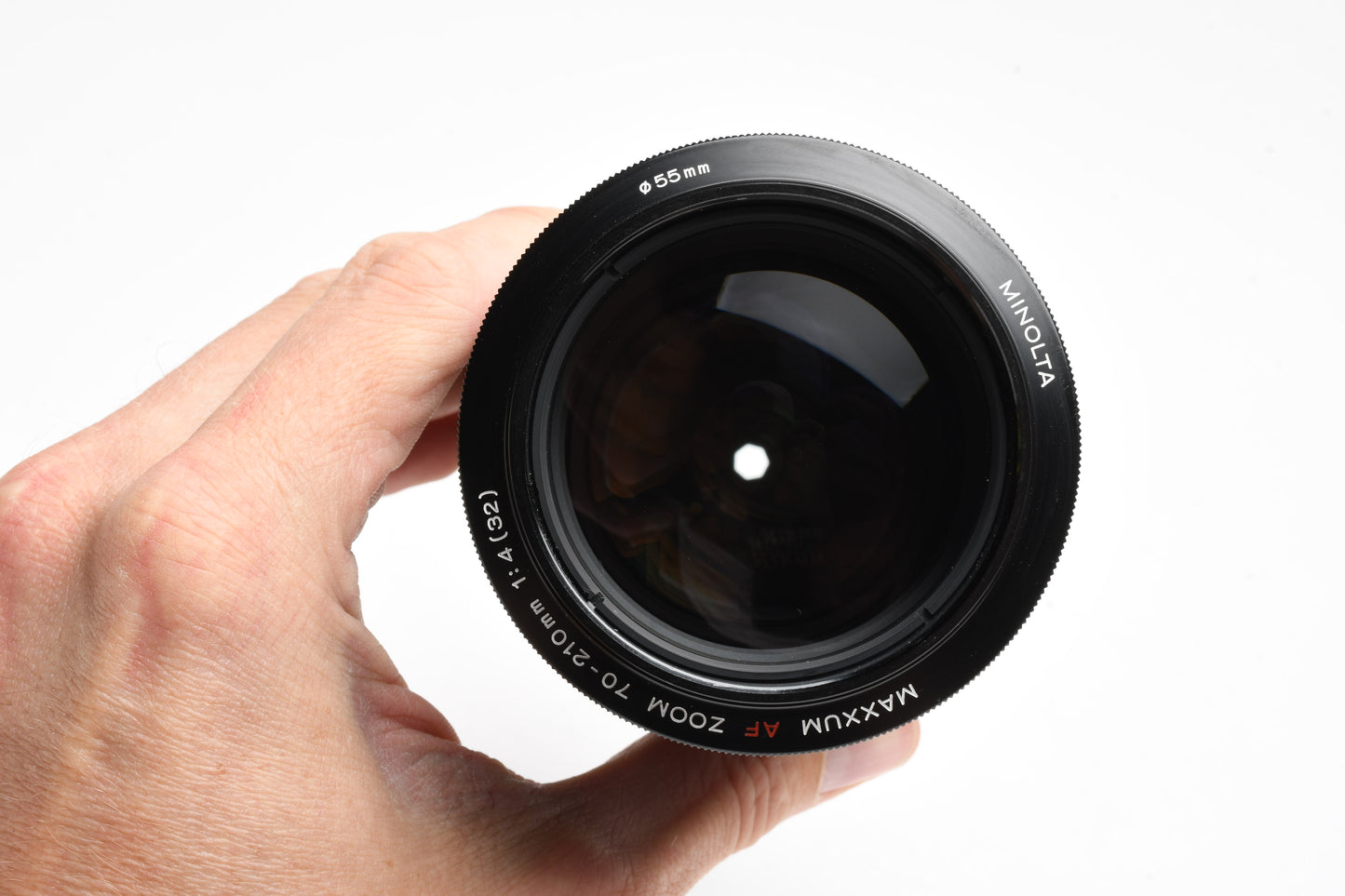 Minolta Maxxum AF 70-210mm f4 lens, hood+caps, Nice & clean "Beer Can"